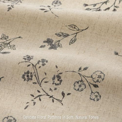 Black Floral Farmhouse Vintage Linen Shower Curtain French Country 72Wx78H
