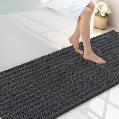 Smiry Bathroom Rugs 70X24, Extra Soft Rubber Backing Chenille Bath Mats