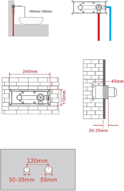 BiaoTeng Concealed Wall Mounted Bathroom Faucet Single Handle Hot and Cold Brass Wall Mount Waterfall Bathroom Faucets White