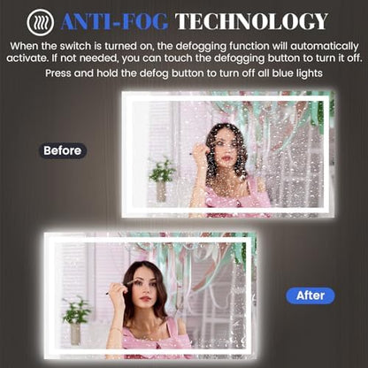 JISOSO LED Bathroom Mirror, Bathroom Vanity Mirror, 48"x36"