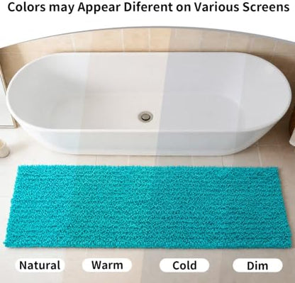 Disolla Teal Bathroom Runner Rug 24x60 Inch - Large Long Chenille Bath Mat, Thick Shaggy Plush Absorbent Floor Mat, Non-Slip Runner for Master Bathroom and Bedside