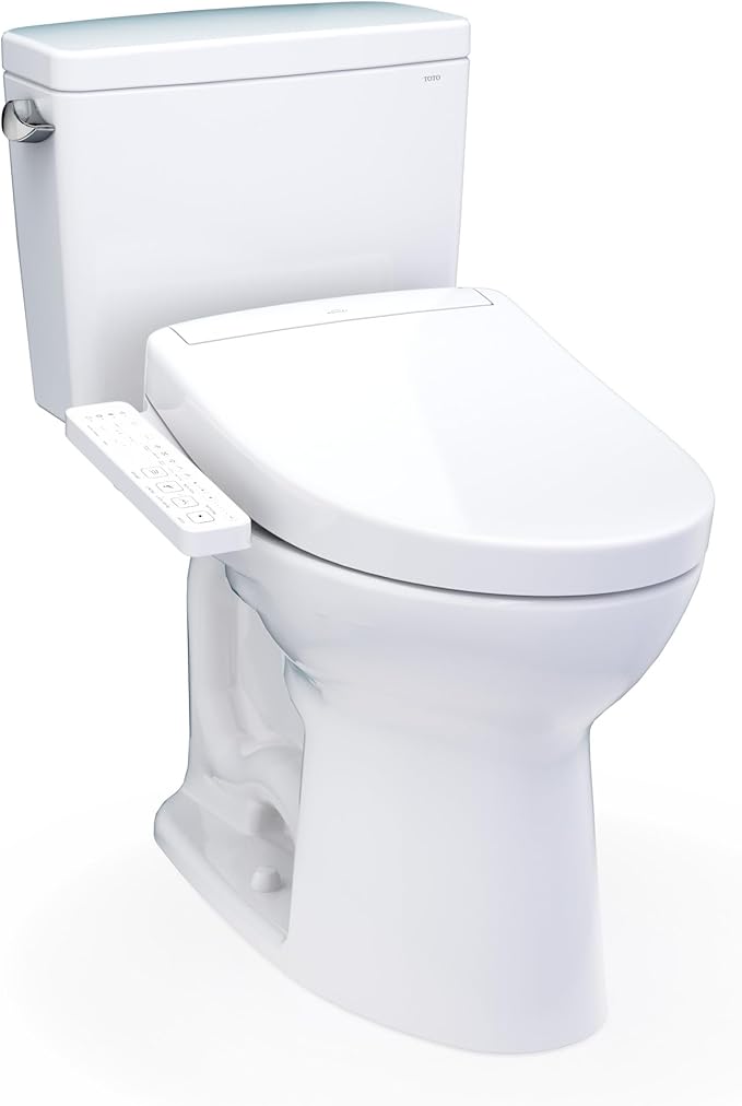 TOTO® Drake® WASHLET®+ Two-Piece Elongated 1.28 GPF TORNADO FLUSH® Toilet with S2 Bidet Seat, Cotton White - MW7763346CEG#01
