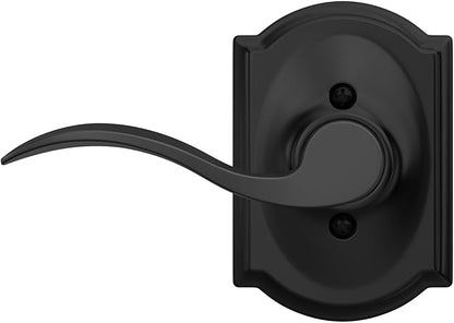 Schlage F10 ACC 622 CAM Accent Door Lever with Camelot Trim, Hall & Closet Passage Lock, Matte Black