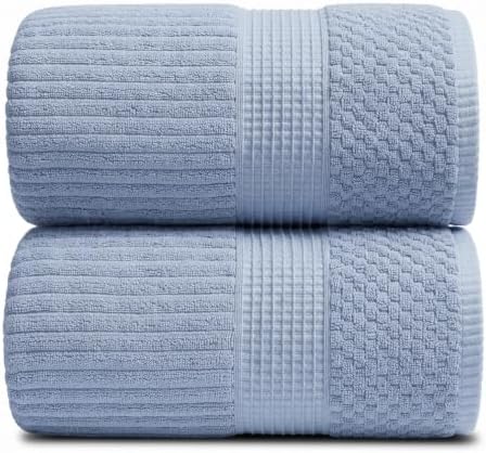 Springtree Home Oversized Bath Towel Set | 2-Pack | 100% Cotton | Blue