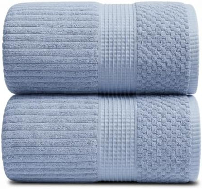 Springtree Home Oversized Bath Towel Set | 2-Pack | 100% Cotton | Blue