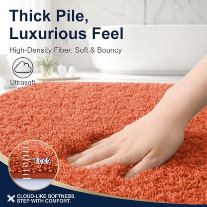 OLANLY Microfiber Bathroom Rugs 30x20, Ultra Soft Absorbent Bath Mat, Coral