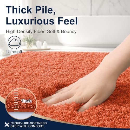 OLANLY Microfiber Bathroom Rugs 36x24, Ultra Soft Absorbent Bath Mat, Coral