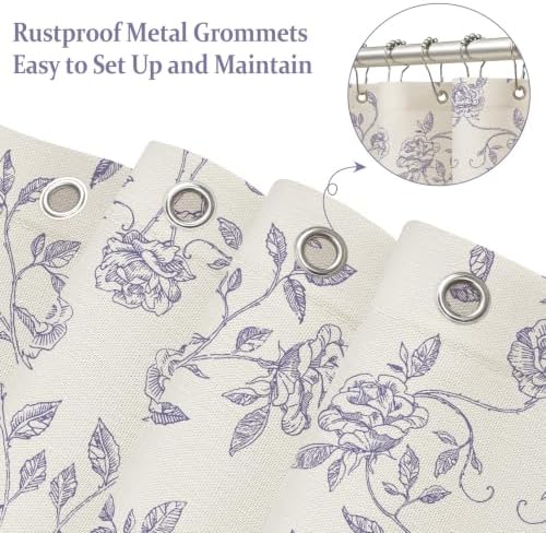 MitoVilla Vintage Farmhouse Purple Floral Poly-Cotton Shower Curtain, 72x72