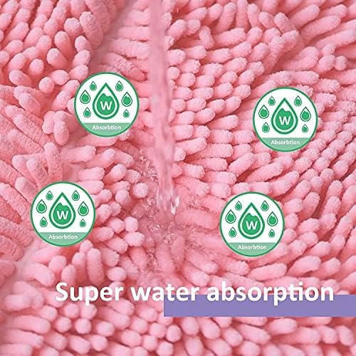 RUN HELIX Pink Bath Rug Set 2 Piece, Thick Soft Absorbent Chenille, PVC Backing Quick Dry Microfiber Mats, Machine Washable Mats for Shower Floor, Shaggy Bathroom Runner Bathmat Accessories Decor