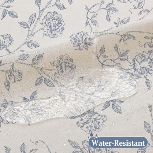 MitoVilla Vintage Farmhouse Blue Floral Poly-Cotton Shower Curtain, 72x72