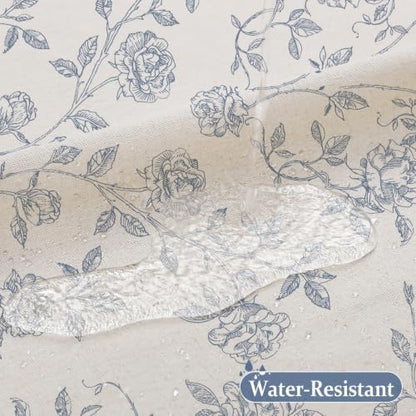 MitoVilla Vintage Farmhouse Blue Floral Poly-Cotton Shower Curtain, 72x72