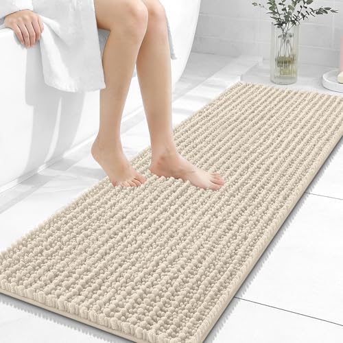 OLANLY Bathroom Runner Rugs 47x17, Thick Soft Absorbent Chenille Bath Rugs