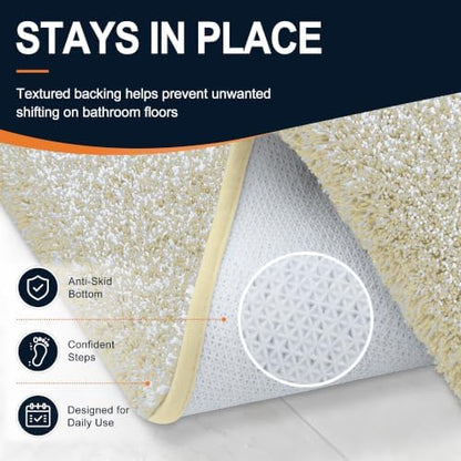 OLANLY Microfiber Bathroom Rugs 36x24, Quick Dry Bath Mat, Sand and White