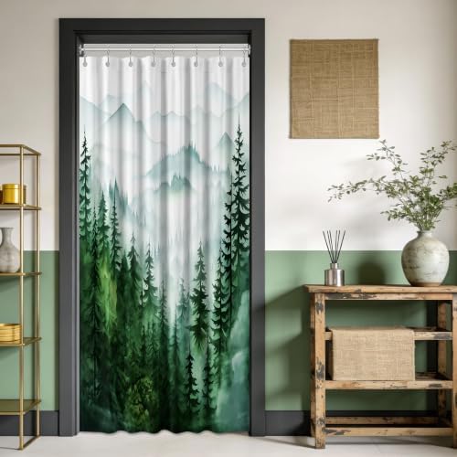 Dark Green and White Stall Shower Curtain, 54X72 in Narrow Small, Forest