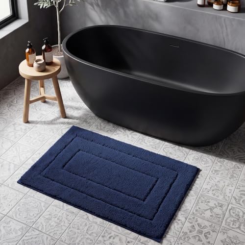 GRANNY SAYS Blue Bathroom Rug 36" x 24", Non-Slip Microfiber Bath Mat