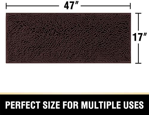 H.VERSAILTEX Bathroom Rugs Non Slip Luxury Chenille Bathroom Mat 47x17 Extra Soft and Absorbent Shaggy Rugs Washable Dry Fast Area Carpet Mats for Bath Room, Tub - Chocolate