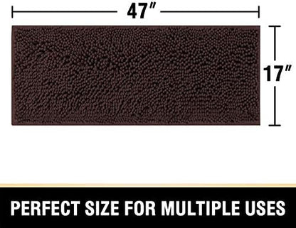 H.VERSAILTEX Bathroom Rugs Non Slip Luxury Chenille Bathroom Mat 47x17 Extra Soft and Absorbent Shaggy Rugs Washable Dry Fast Area Carpet Mats for Bath Room, Tub - Chocolate