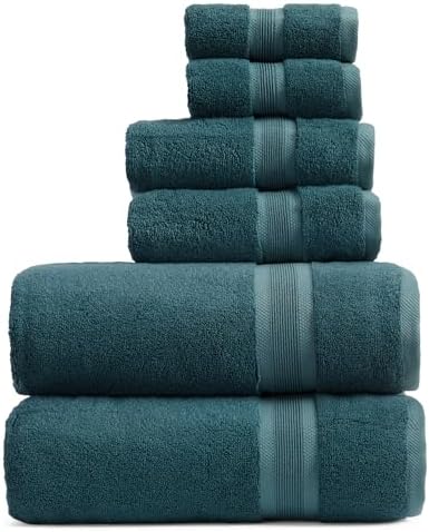 Springtree Home Luxury Bamboo Rayon Bath Towel Set | 6-Piece Set | Teal