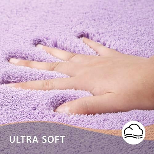 MINIDEAR Bathroom Rugs 24x17 Purple - Thick Memory Foam Bath Mat, Ultra Soft & Plush Fluffy, Non-Slip, Quick Dry, Absorbent Washable Floor Microfiber Mat for Tub, Home Decor Accessories