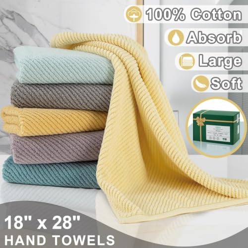 VOOVA & MOVAS Bathroom Hand Towels 4PC, 100% Cotton, 18x28 in, Yellow