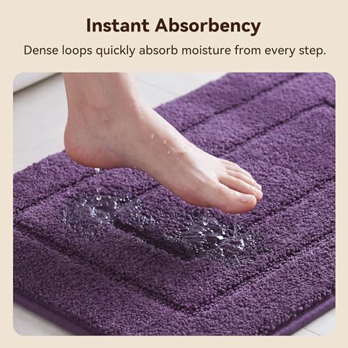 GRANNY SAYS Purple Bathroom Rug 36" x 24", Non-Slip Microfiber Bath Mat