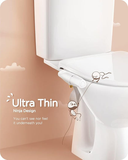 Ciays Bidet Attachment for Toilet Ultra-Slim Bidet Sprayer Non-Electric Dual Nozzle for Feminine/Posterior Wash Bidet Toilet Attachment with Pressure Controls，Sliver/White Standard