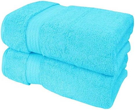 GLAMBURG 700 GSM Premium Oversized Extra Large Cotton 2 Pack Bath Sheet 35x70-100% Combed Cotton - Luxury Hotel & Spa Quality - Durable Ultra Soft Highly Absorbent - Turquoise Blue