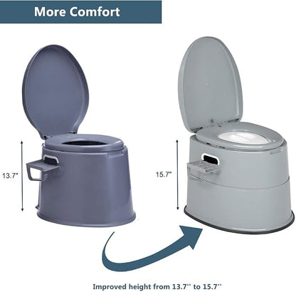 VINGLI Portable Detachable Camping Toilet | Splash-Proof Commode with Odor-Seal Lid | Compact Sanitation Solution for RV, Emergency, Outdoor Use, Grey
