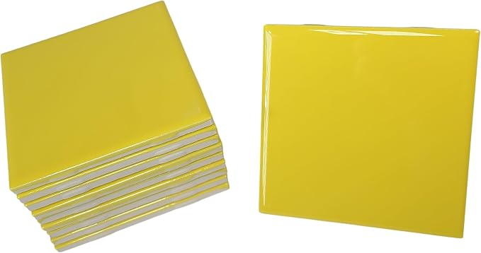 Sunflower Yellow Ceramic Tile 4.25 in Vintage Subway Square Shower Bathroom Kitchen Backsplash Mosaic Arts Crafts 10 Piece Pack