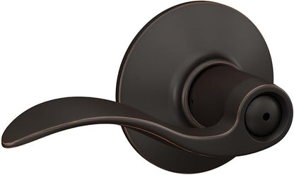Schlage F40 ACC 716 Accent Door Lever, Bed & Bath Privacy Lock, Aged Bronze
