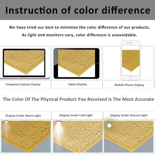 RUN HELIX Bathroom Rugs Sets 3pcs Extra Soft Chenille Mats Non Slip Bath Mat,Absorbent Shaggy Perfect Plush with U-Shaped Toilet Rug,Bathroom Carpets , Golden Yellow, 16〞x24〞&20〞x32〞&20〞x20〞U Shape