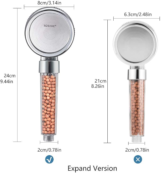 Nosame Handheld Shower Head, Filter Filtration High Pressure Water Saving | Filter Filtration High Pressure Water Saving 3 Mode Function Spray Handheld Showerheads 1.6 GPM for Dry Hair & Skin SPA