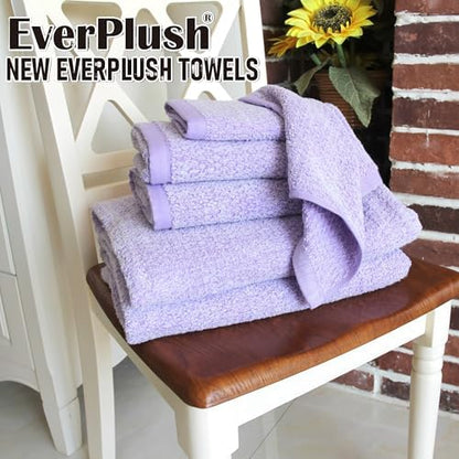 Everplush Diamond Jacquard 6 Pieces Bath Towel Set, Luxury Super Soft Oversized Towels, Highly Absorbent Diamond Jacquard Quick Dry Bath Towel for Lavender Towels Bathroom Sets