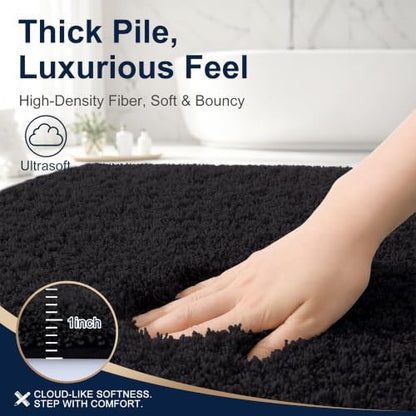 OLANLY Microfiber Large Bathroom Rugs 44x32, Soft Absorbent Bath Mat, Black