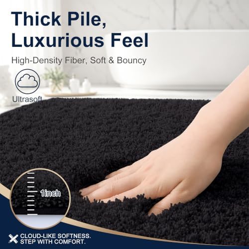 OLANLY Microfiber Large Bathroom Rugs 70x46, Soft Absorbent Bath Mat, Black