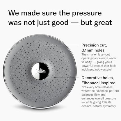Jolie Filtered Showerhead, High Pressure Shower Filter, Brushed Steel