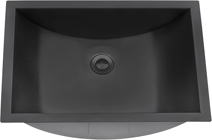 Ruvati 18 x 12 inch Gunmetal Black Undermount Bathroom Sink - 16 Gauge Stainless Steel Bathroom Sink with Brushed Finish, Easy-to-Clean Undermount Sinks - RVH6110BL