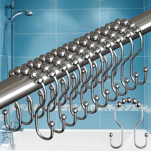 BigFoot Shower Curtain Hooks, Stainless Steel, Rust-Resistant, Easy Install