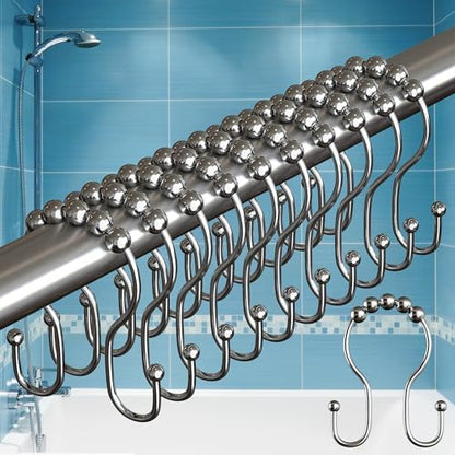BigFoot Shower Curtain Hooks, Stainless Steel, Rust-Resistant, Easy Install