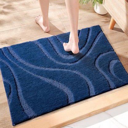 DEXDE Bathroom Rugs Mat Soft Absorbent Shaggy Floor Carpet Navy Blue 20x32