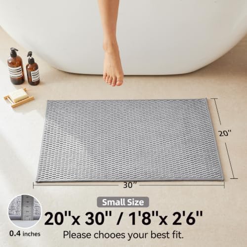 Triohero Bathroom Rugs Non Slip Washable, Super Absorbent Thin Bath Mat Small Quick Dry Low Pile Bathroom Rug, Light Grey 20x30