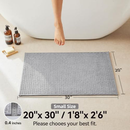 Triohero Bathroom Rugs Non Slip Washable, Super Absorbent Thin Bath Mat Small Quick Dry Low Pile Bathroom Rug, Light Grey 20x30