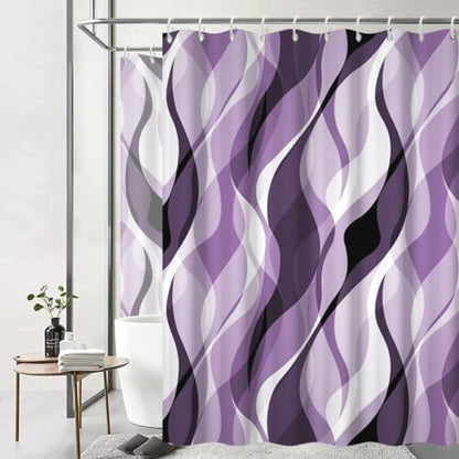 Purple Striped Clawfoot Tub Shower Curtain 180x70 inch 30 Hooks