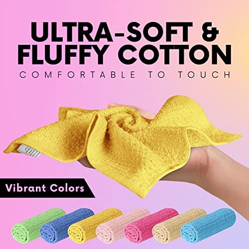 Elaine Karen 100% Cotton Washcloths 8 Pack, Showering, Body & Face, 12x12