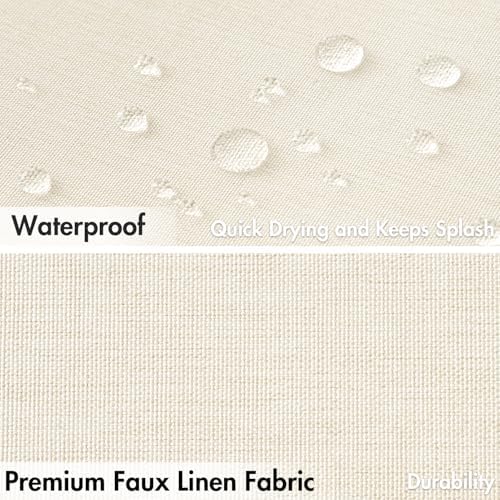 MIULEE Linen Fabric Shower Curtain Ivory W72*L72 12 Metal Hooks