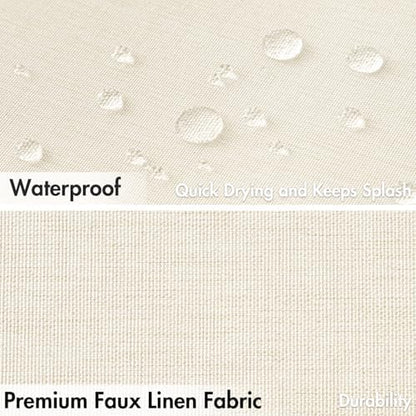 MIULEE Linen Fabric Shower Curtain Ivory W72*L72 12 Metal Hooks