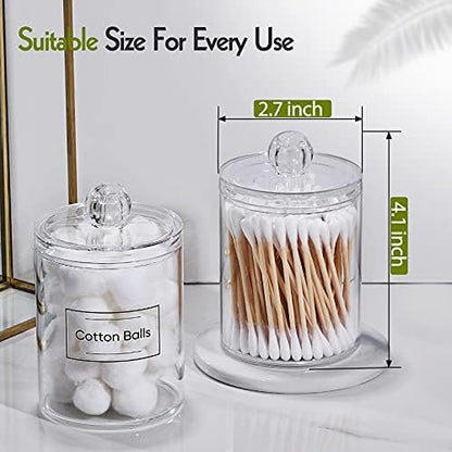 3 Pack Acrylic Qtip Holder Dispenser for Cotton Swabs, Balls, Floss Picks