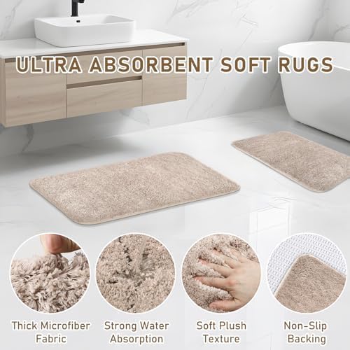 Bathroom Accessory Set - Bathroom Set, 27PC Bathroom Accessories Set, Beige Bathroom Sets with Shower Curtain and Rugs, Mini Trash Can, Toilet Brush, Trash Can & Soap Dispenser