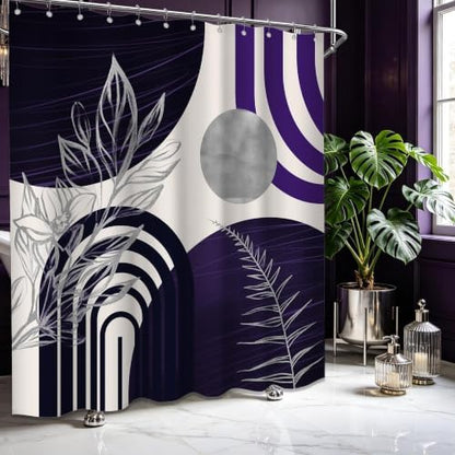 Dark Purple and Grey Extra Long Shower Curtain, Tall 72X78 in