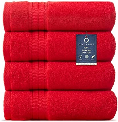COZYART Luxury Hand Towels 4 PCS, Red 100% Turkish Cotton 650 GSM